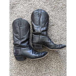 Vintage Tony Lama Western Cowboy Boots Mens Size 9 B 6711 Classic Black Leather